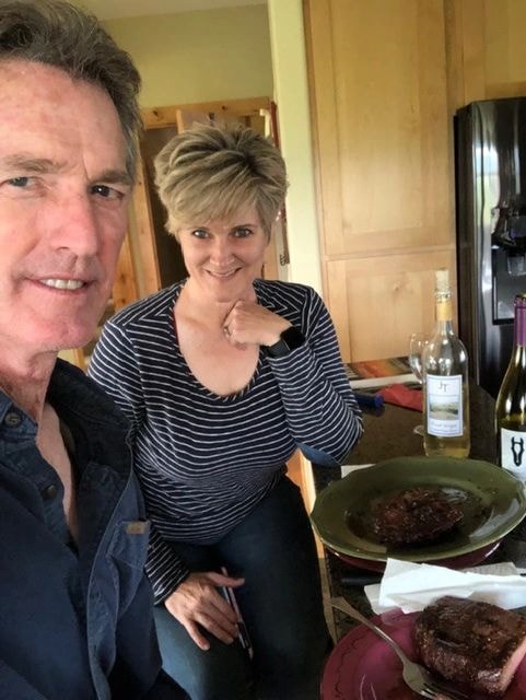 Steak, wine and pie on a Tuesday night